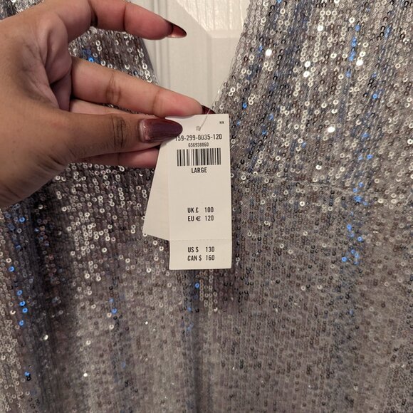 Abercrombie Silver Sequin Midi Dress - Picture 4 of 8